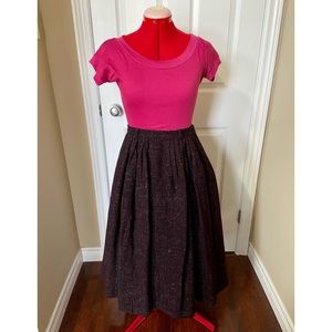 Vintage 1950’s Brown fleck (red, yellow, blue, pink) pleated wool skirt.